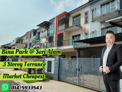 Bina Park @ Bandar Seri Alam/ 3 Storey Terrance House/ Market Cheapest