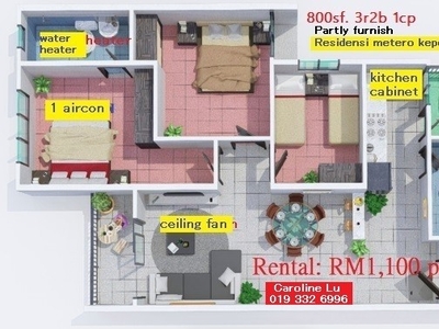 RM1100 condo with aircon Kepong