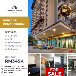 【Below MV】Puri Aiyu Condominium @ Shah Alam Seksyen 22 for SALE