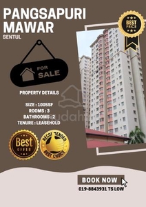 【Best offer, 100% Loan】Pangsapuri Mawar Apartment @ Sentul for SALE