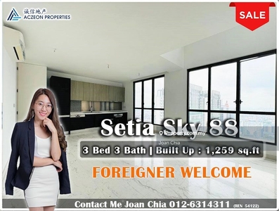 Setia Sky 88, 3 bed High Floor with Nice Sea View, Free Legal Fees