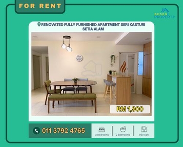 SEWA Fully Furnished Renovated Apartment Kasturi Setia Alam For Rent