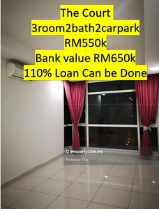The court unit 3room2bath 100% loan ,high rental,low downpayment