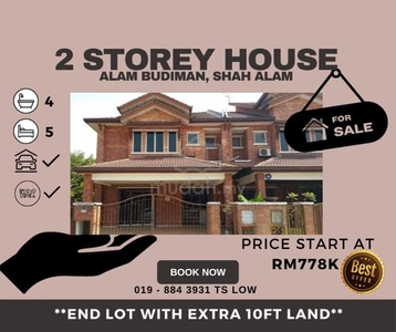 【Untung extra 10ft Land】2 Storey House, Alam Budiman, Shah Alam