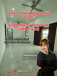 Puteri Wangsa Ulu Tiram /Single Storey Corner Lot (Extra 30 Feet Land)