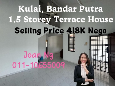 Kulai / Bandar Putra For Sale / 1.5 Storey Terrace House / jalan Enggang / unblock View