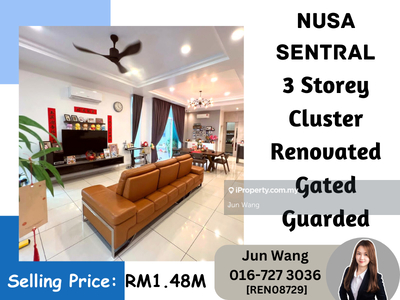 Nusa Sentral, 3 Storey Cluster, Fully Renovated, Gated Guarded, 22x70