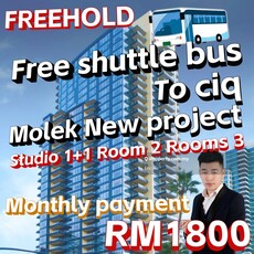 Molek new full loan condo bus to ciq jb 4 mins to edl free Shuttle bus