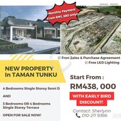 NEW Single Storey Terrace for Sale 3 or 4 Rooms Taman Tunku
