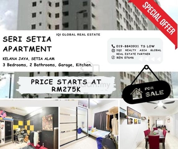 【100% loan】Pangsapuri Seri Setia Apartment, Kelana Jaya, Sungai Way PJ