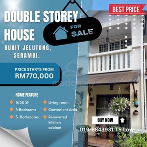 【Harga Rumah Murah】2 Storey House, Bukit Jelutong (Serambi) for SALE