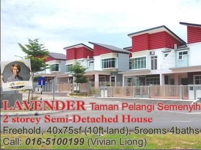 P/Furnish 2sty Semi-D House (40x75sf) LAVENDER Taman Pelangi Semenyih