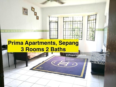 Walk Up Apartment, Ground Floor, 3-Room, Furnished @ Sepang For Sale