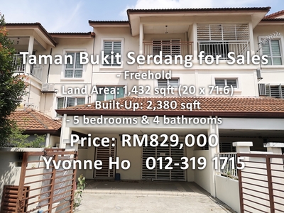 2 1/2 Storey Terrace House Taman Bukit Serdang for Sale