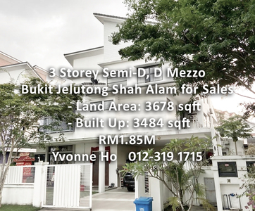 3 Storey Semi Detached D Mezzo Bukit Jelutong Shah Alam for Sales