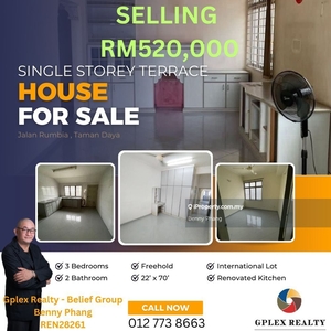 Below Market Single Storey House for Sell @ Jalan Rumbia , Taman Daya