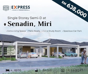 Brand New Single Storey Semi-D House at Senadin [Spacious Car Park]