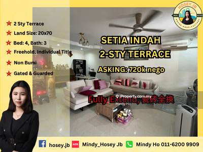Setia Indah 5/x Fully Extend Nice Reno, Tiles Changed 2-Sty For Sales