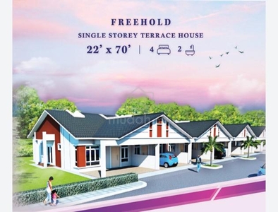 Freehold 2XXk single storey teres kat Chin Chin, Full loan available