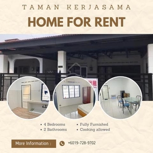Fully Furnished 1 Storey Terrace House @ Taman Kerjasama Bukit Beruang