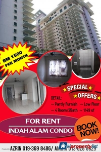 3 bedroom Condominium for rent in Shah Alam