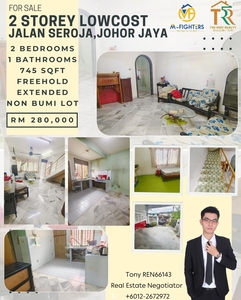 2 Storey Lowcost Extended Unit at Jalan Sejora Taman Johor Jaya for SALE