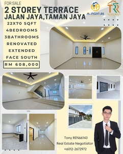 2storey Big Size Renovated Extended 4beds at Jalan Jaya Taman Jaya for Sale