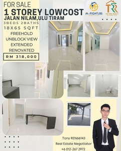Low Cost Renovated Extended 3 Beds Unit at Jalan Nilam, Taman Maju Jaya at Ulu Tiram