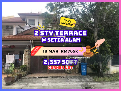 Bank Auction Save Rm235k 2 Storey Corner Terrace @ Setia Alam U13
