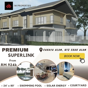 Solar Panel and Swimming Pool* for Double-Storey Super link Home at Shah Alam. Corner Lot Available!!