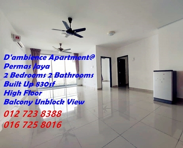 D;ambience Permas Apartment/ 2 Bedrooms 2 Bathrooms/ Unblock View/ Partly Furnished/ High Floor