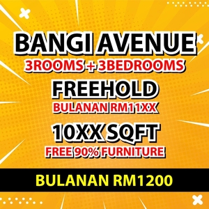 Freehold [1045 sqft] Bangi Avenue Condominium 80% Furnished Negotiable