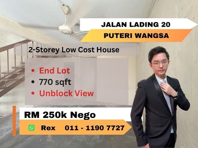 Full Loan End Lot Double Storey Low Cost House at Puteri Wangsa, Ulu Tiram, Johor