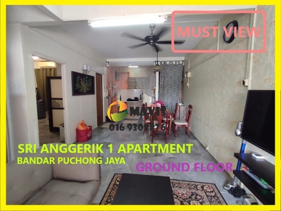 GROUND FLOOR + GOOD LOCATION + FREEHOLD with Strata Tittle SRI ANGGERIK 1 Apartment @ Bandar Puchong Jaya