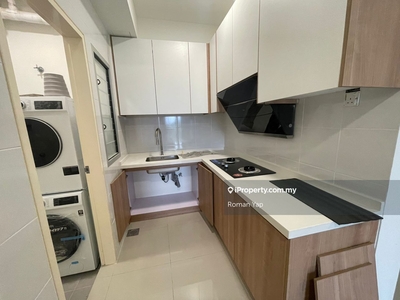 Nice kitchen with hob and hood washing machine with dryer