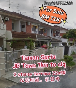 Taman Suria @ JB Town Nearby CIQ 2 Storey 22x80 Renovated Super Value