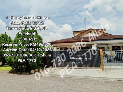 1 Storey Terrace House Corner For Auction in Taman Setia Indah