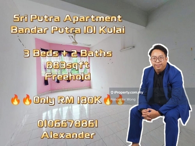 Sri Putra Apartment Bandar Putra Ioi Kulai 3 Rooms only 180k