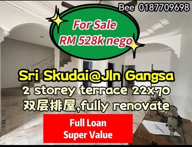 Taman Sri Skudai 2 Storey Terrace 22x70 Fully Renovate Full Loan Super Value