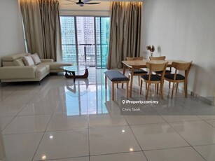High floor, fully furnished & with far pocket sea view!