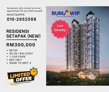 Setapak New Rumawip - Open Now !! RM300K - Low Density