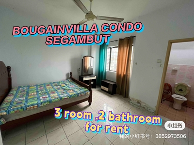 Bougainvilla condo for rent at segambut, tiles floor, kitchen top ,aircond