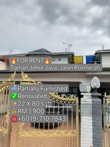 Taman Johor Jaya Double Storey Terrace House Partly Furnished For Rent