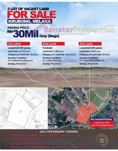 [43 Acre Land] Krubong, Melaka - Trio plot land