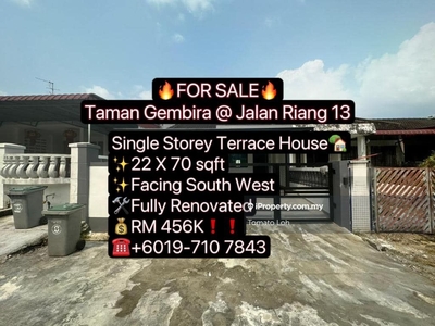 Taman Gembira @ Jalan Riang 13 Single Storey Terrace House For Sale