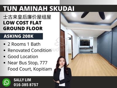 Tun Aminah Low Cost Flat Ground Floor Renovated Near 777 & Bus Stop