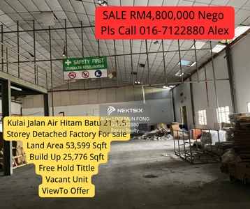 Kulai Jalan Air Hitam Batu 21 Detached Factory For Sale Indahpura Industrial Park