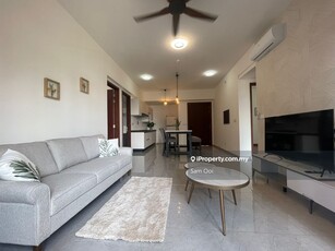 Brand new condo and furnished, garden facing, safe community & 2 cp