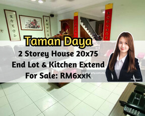 Taman Daya, 2 Storey House 20x75, End Lot, Kitchen Extended, 4 Bedroom