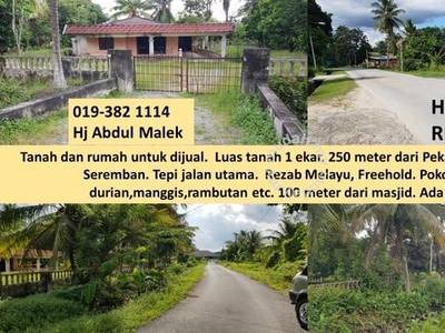 Rumah Dalam Tanah 1 Ekar Separa Dusun berdekatan Pekan Lenggeng